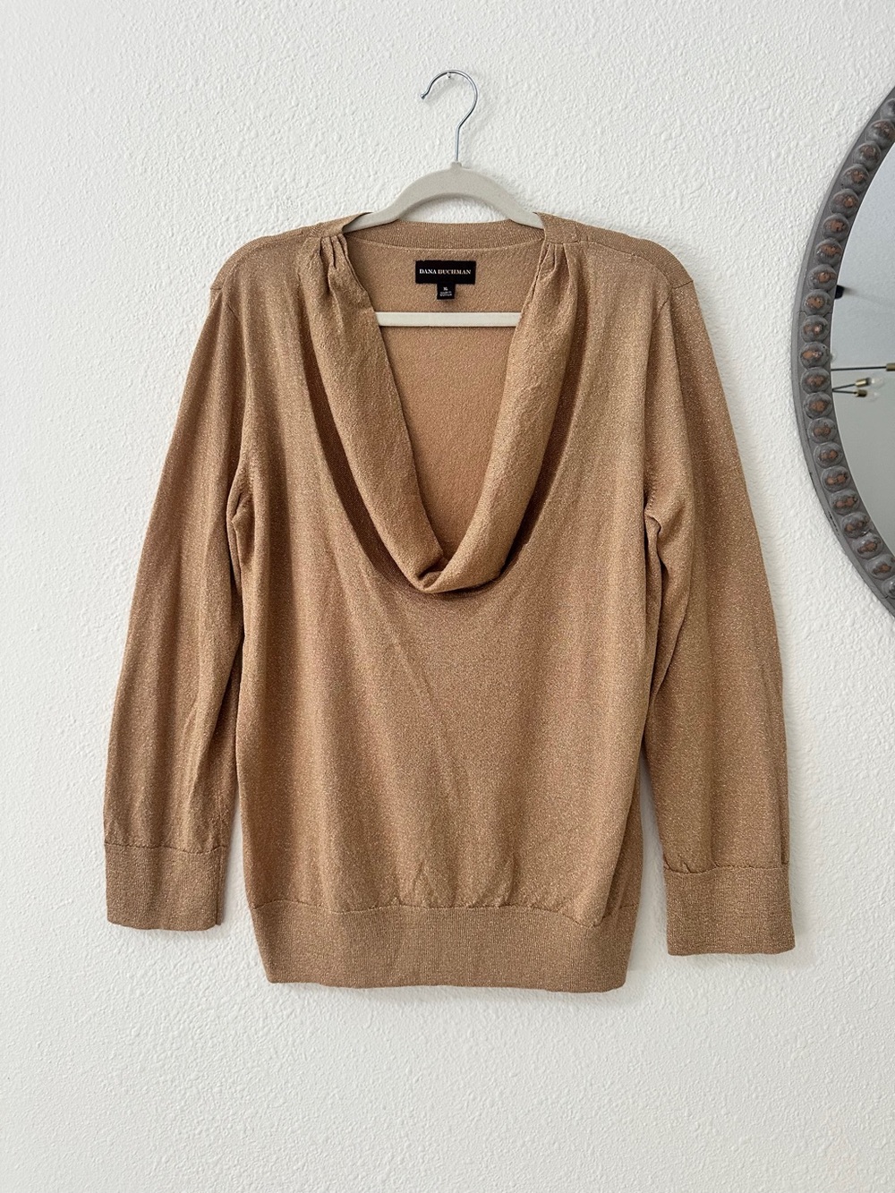Dana Buchman Camel Cowl Neck Lightweight Sweater